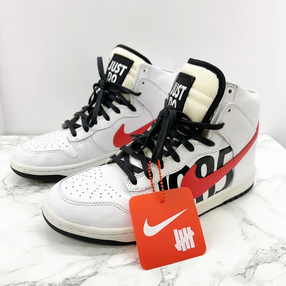 Nike Lab Dunk High Lux UNDFTD Mens 7.5 White Red Black 826668-160 Excellent